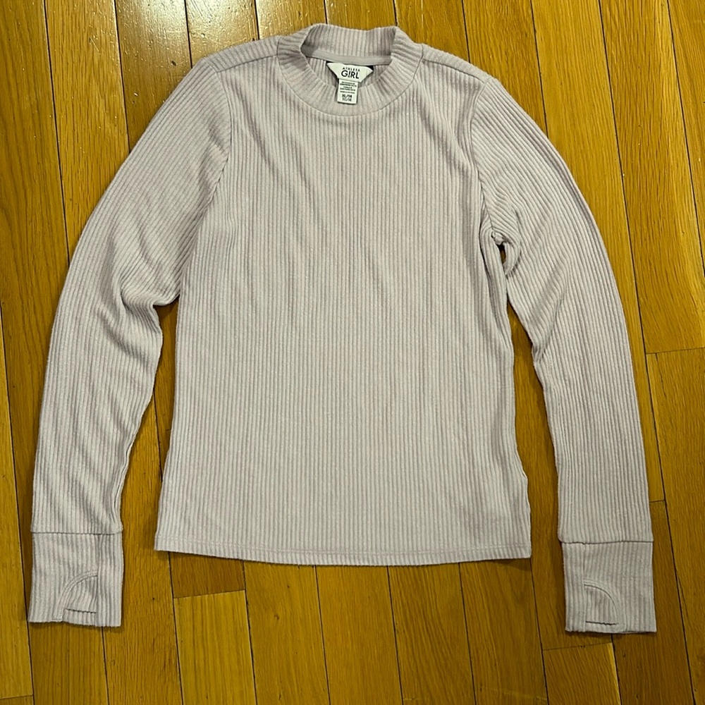 Athleta Girls Light Purple Long-Sleeve You Rock Mock Neck Top Shirt Size XL 14